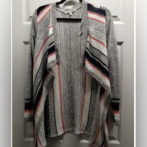 Say what? Striped Gray and Red Women's Sweater